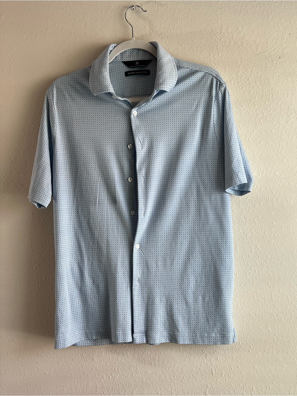 Hart Schaffner Marx Light Blue Short Sleeve Button-Down Shirt